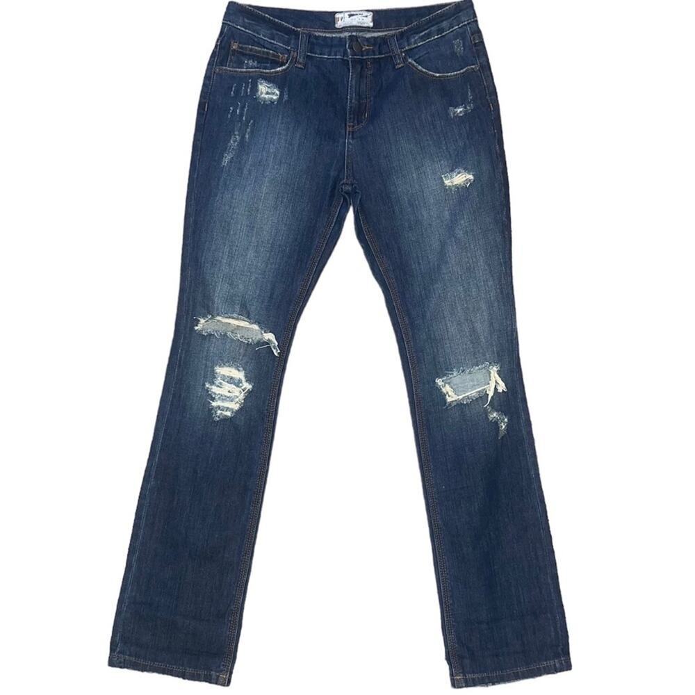 Free People Distressed Mid Rise Bootcut Boyfriend Denim Jeans Size 28